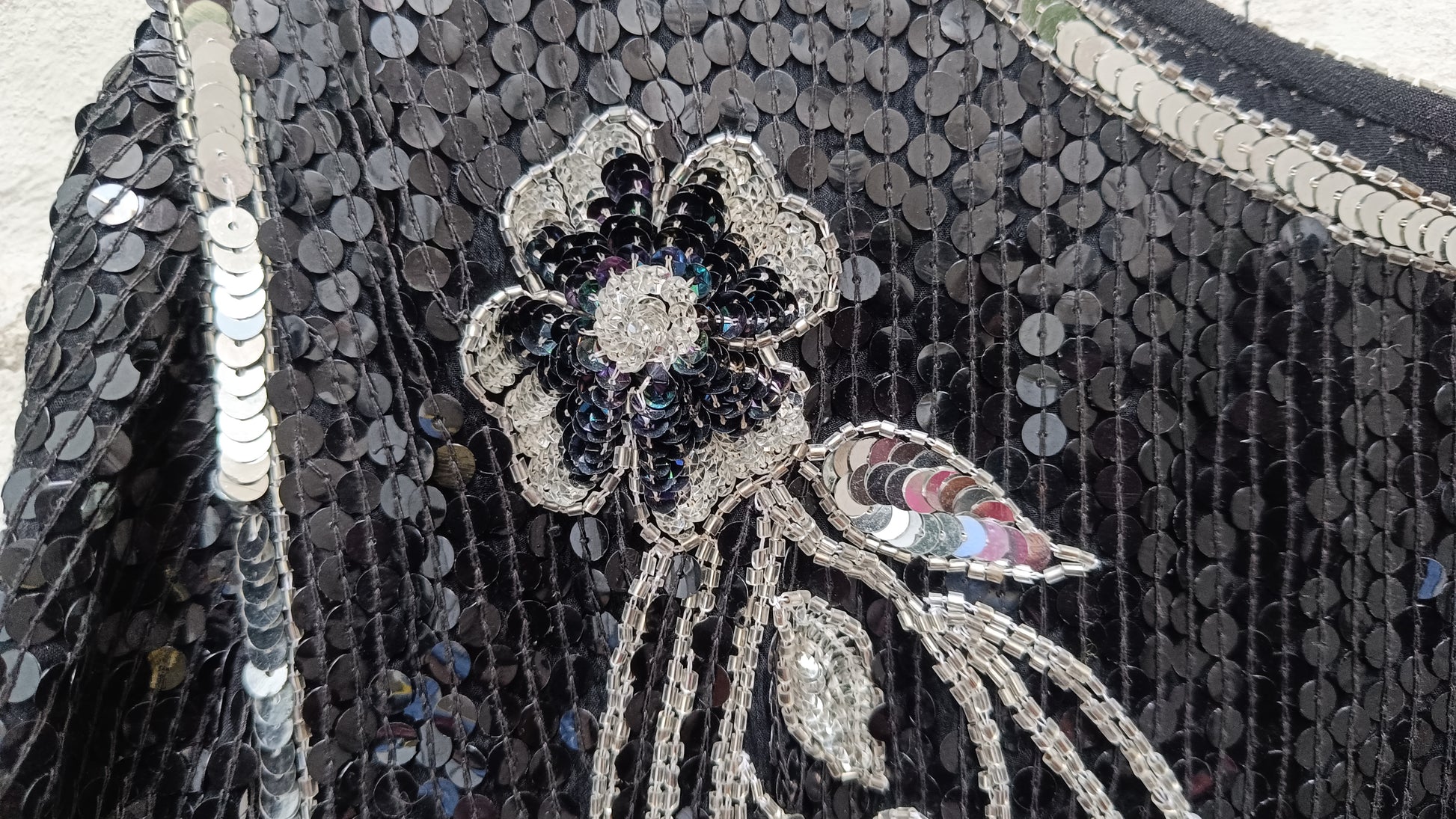  Vintage 1980s Silk Sequin Dress - Made in India Beaded Evening Midi