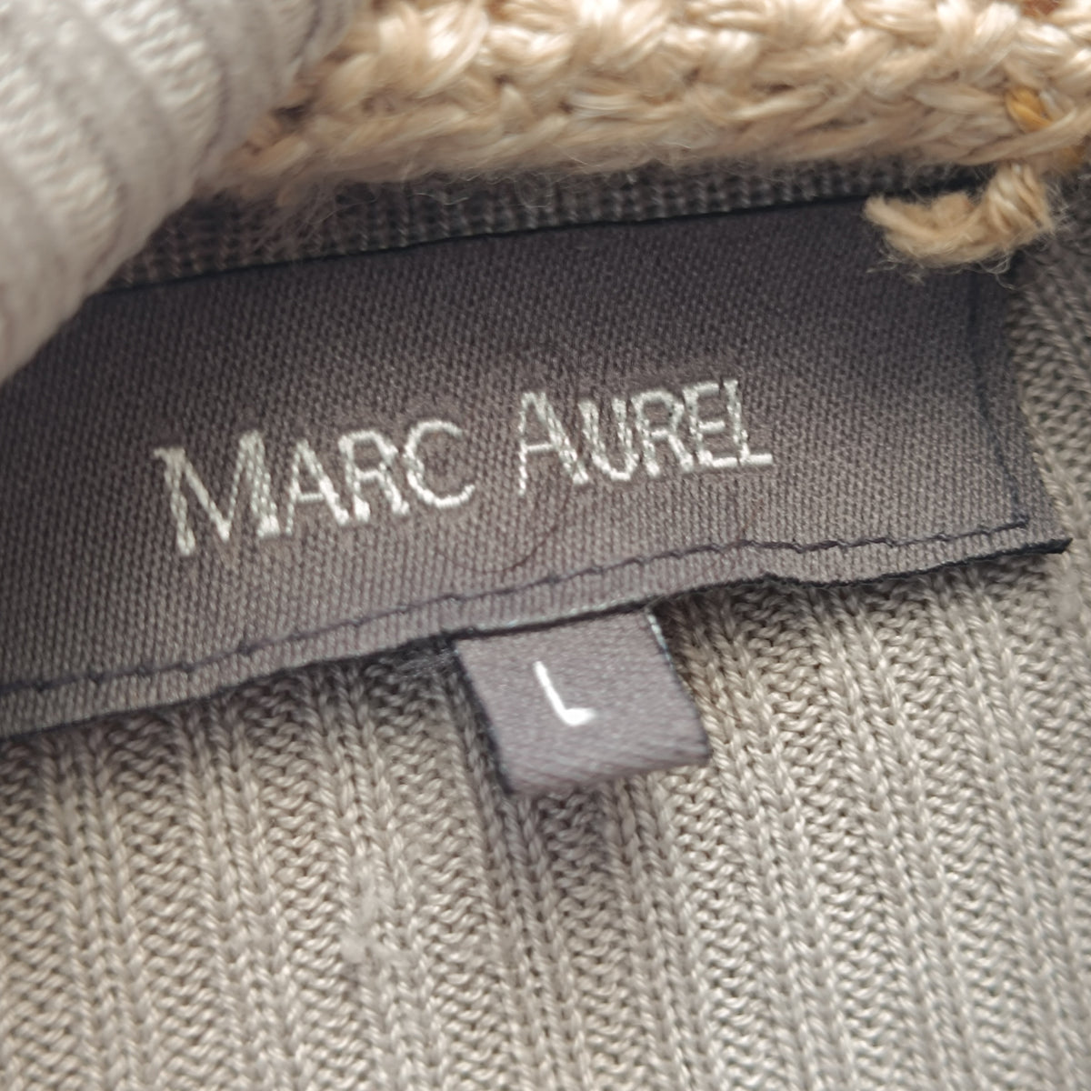 Vintage Marc Aurel 100% Silk Ribbed High Neck Top in Beige