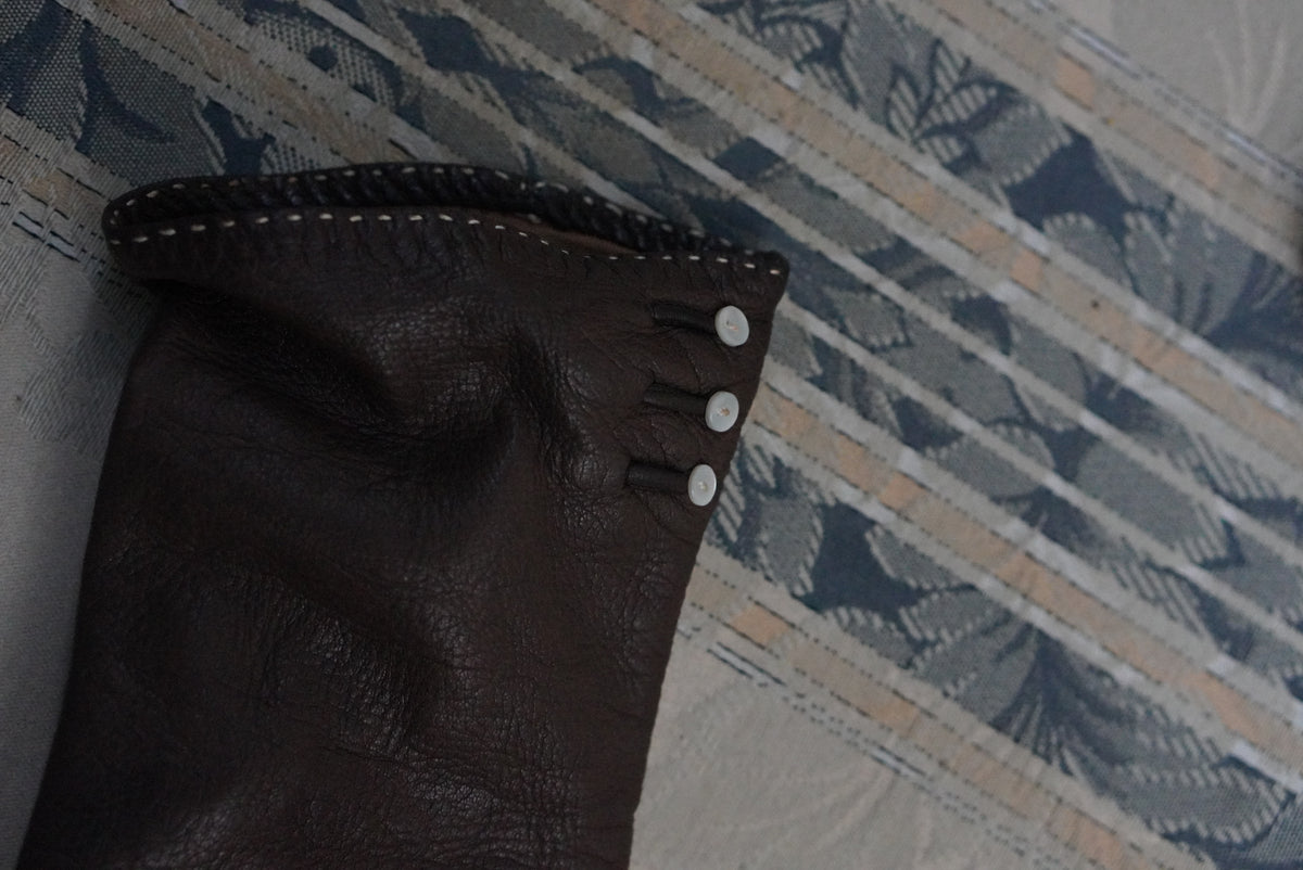 Vintage Leather Gloves | 1950s Dark Brown Driving Gloves - Size S/M