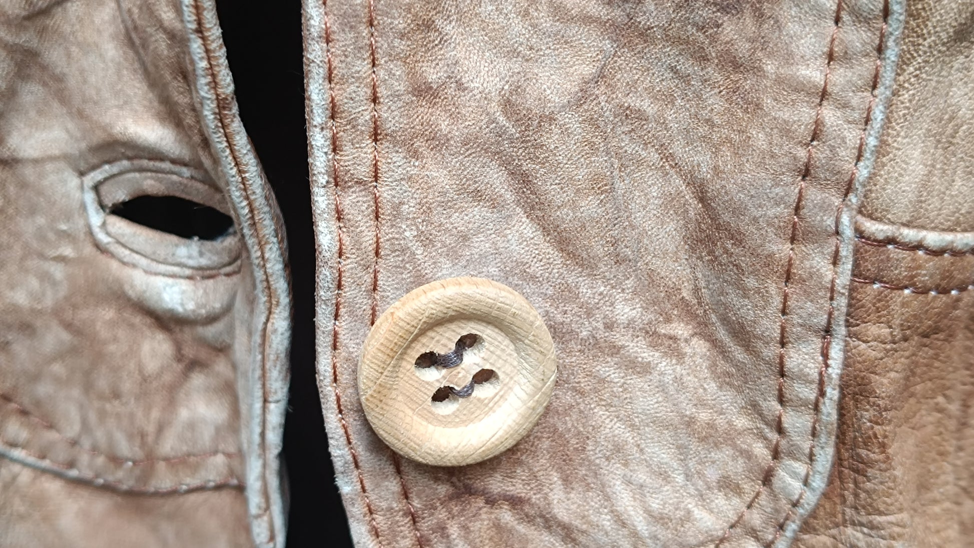 Creation SAM Leather Vintage 80s Tan Patchwork Coat - Retro Long Jacket