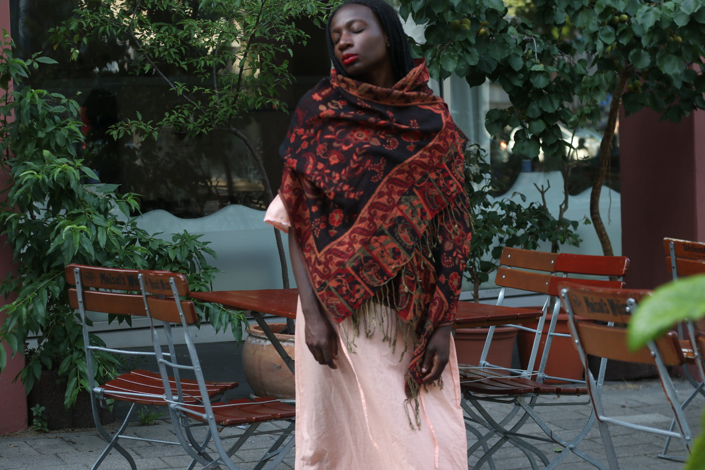 Vintage Paisley Pashmina Shawl Reversible Fringed Scarf Boho Wrap
