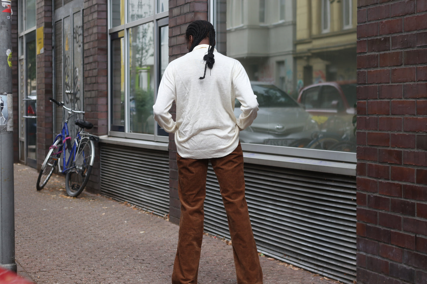 Argyle Sweater | Vintage 70s Guy de Bérac Cream Knit Polo | M/L