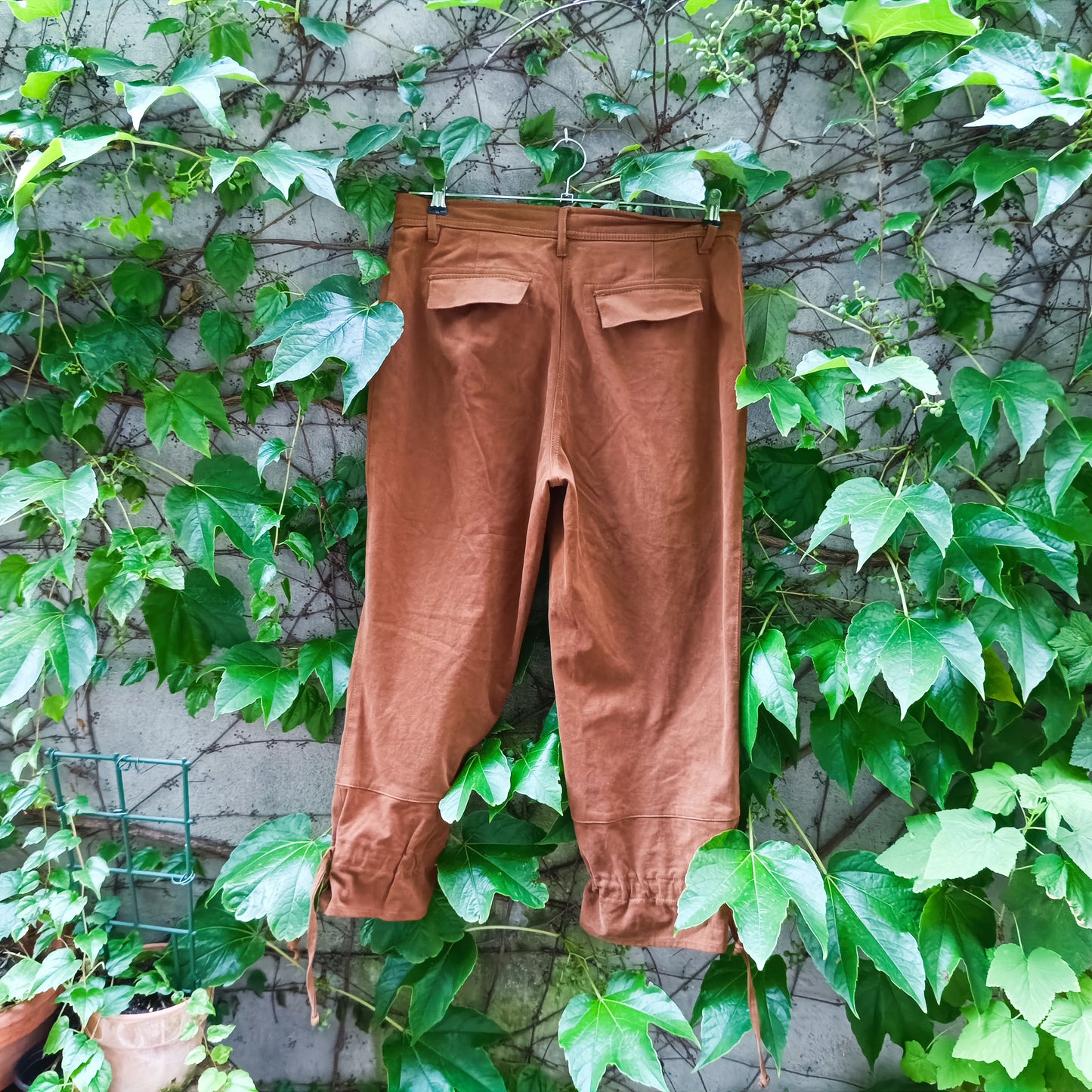 Vintage Y2K Brown Cropped Cargo Trousers - Drawstring Ankle Pants