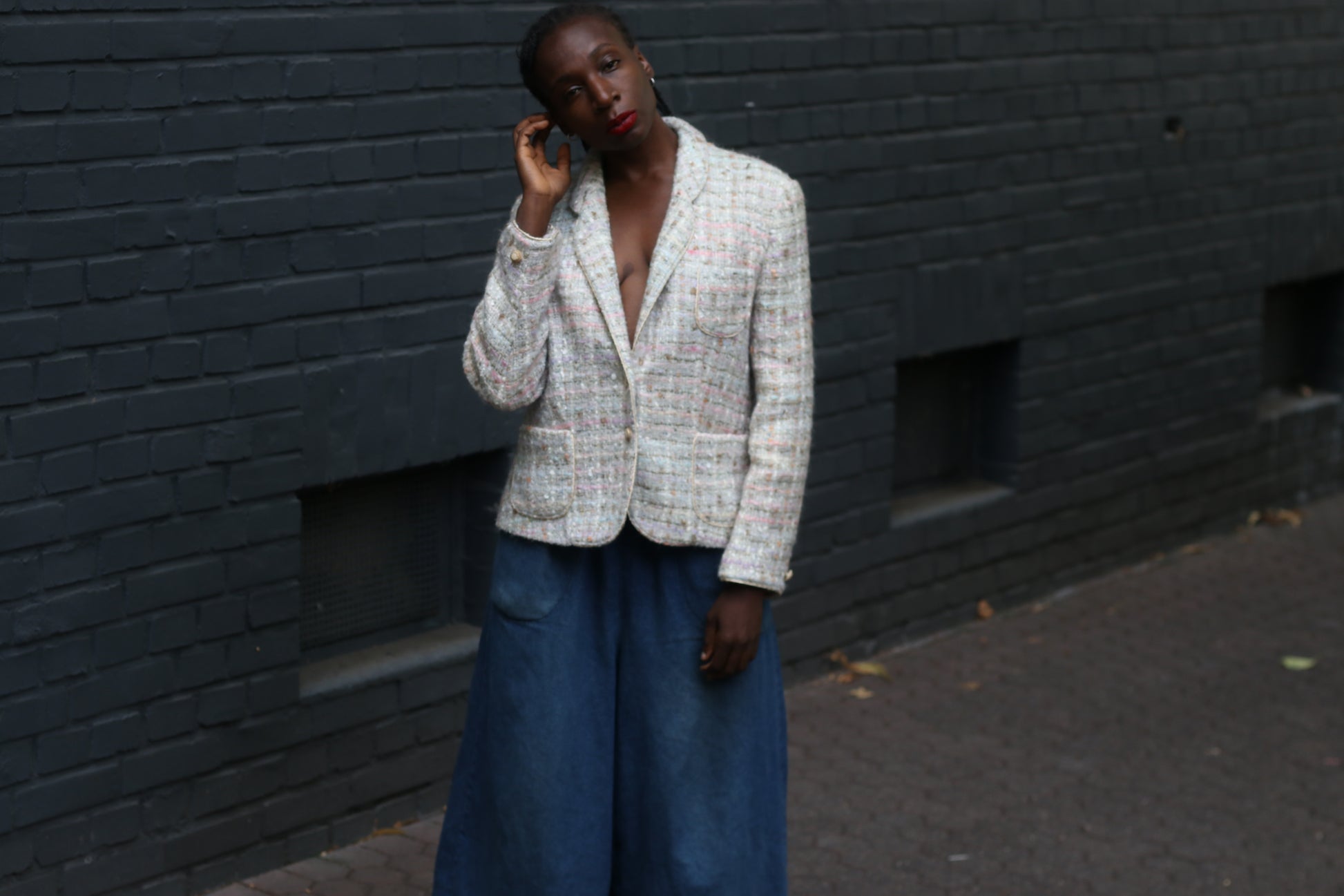 90s Tweed Blazer - Vintage Cream  Création Avance Wool Blend Jacket - M/L
