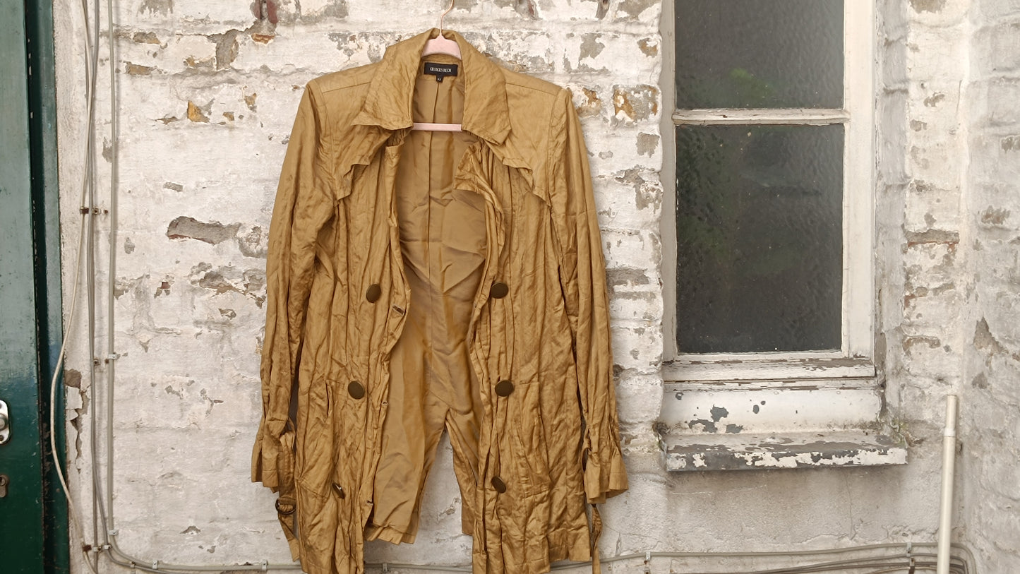 Georges Rech Vintage 90s Trench Coat - Mustard Brown Light Jacket