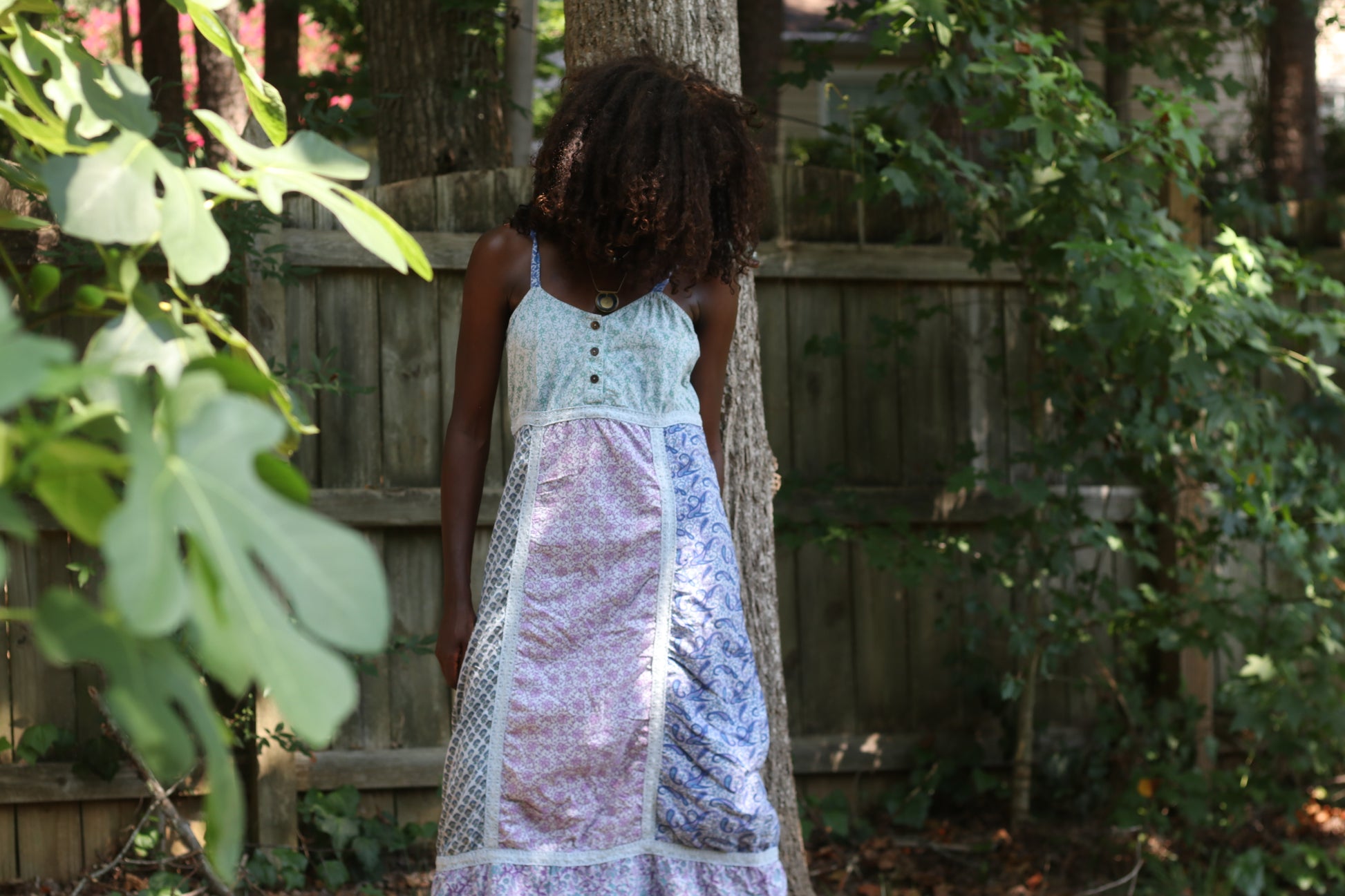 Blue Sky Vintage 90s Patchwork Maxi Dress - Floral Boho Slip Dress