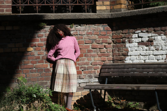 Vintage Pink Knit Jumper | Y2K Cashmere Silk Mock Neck Sweater