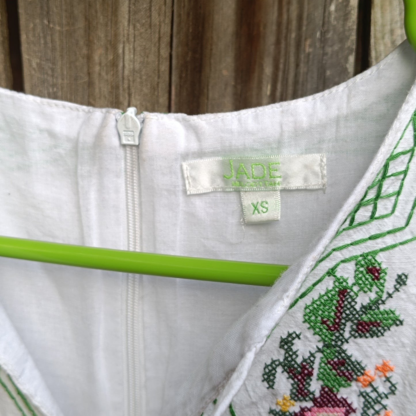 Jade Melody Tam Embroidered White Cotton Boho Peasant Midi Dress