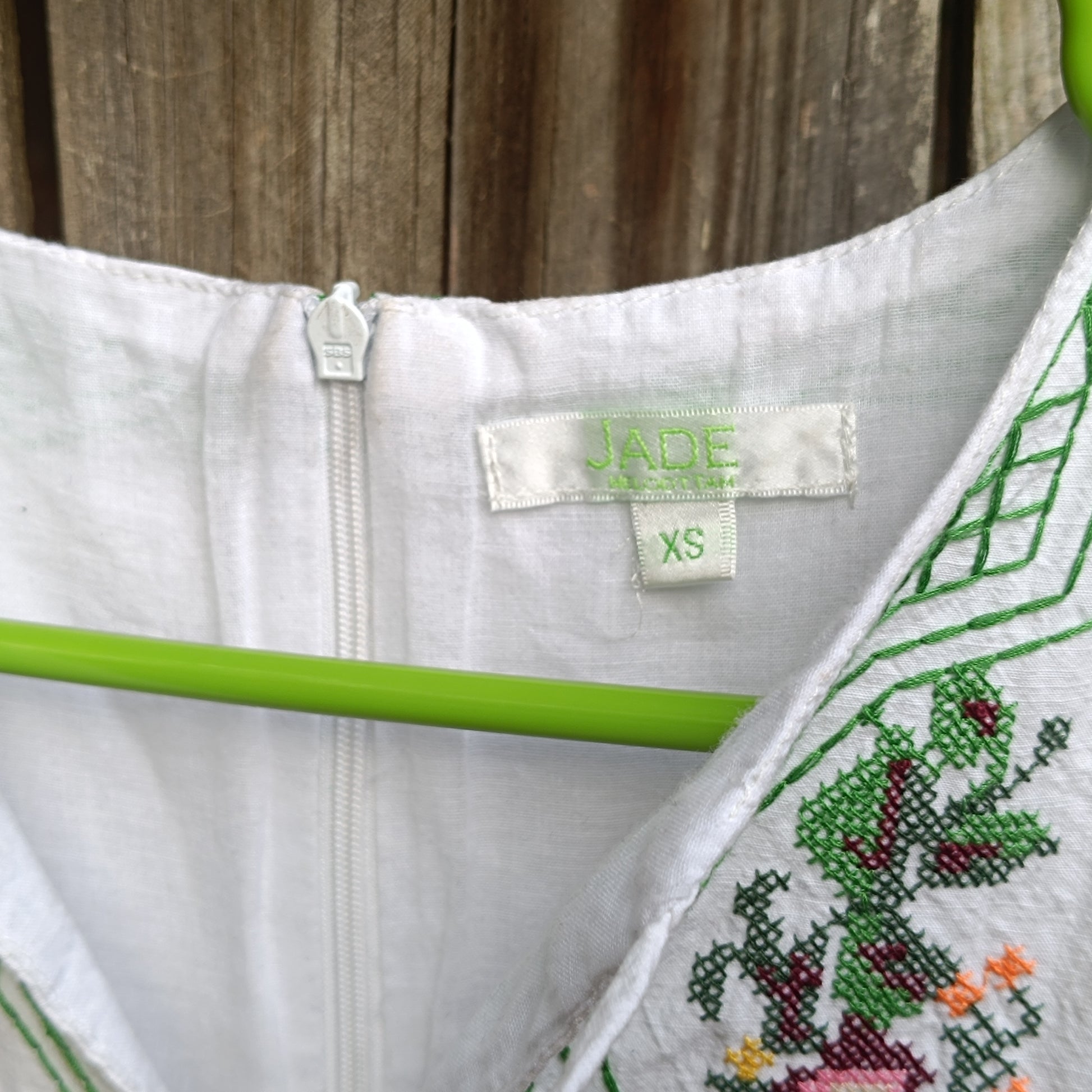 Jade Melody Tam Embroidered White Cotton Boho Peasant Midi Dress