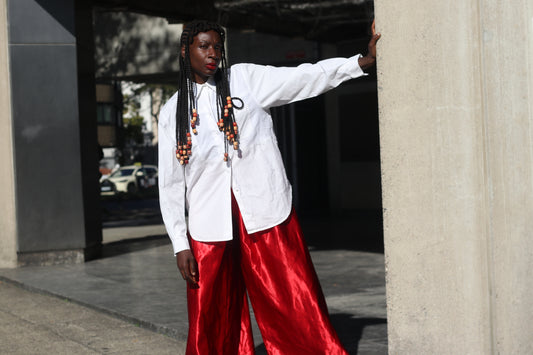 White Cotton Shirt | Vintage Pleated Tuxedo Blouse | Oversized M/L