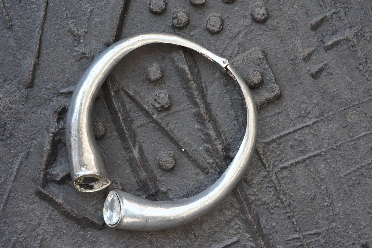 Choker Necklace - 1980s Vintage - Silver Crystal | Onesize