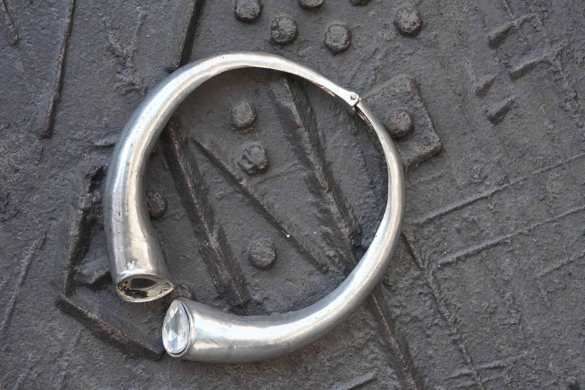 Choker Necklace - 1980s Vintage - Silver Crystal | Onesize