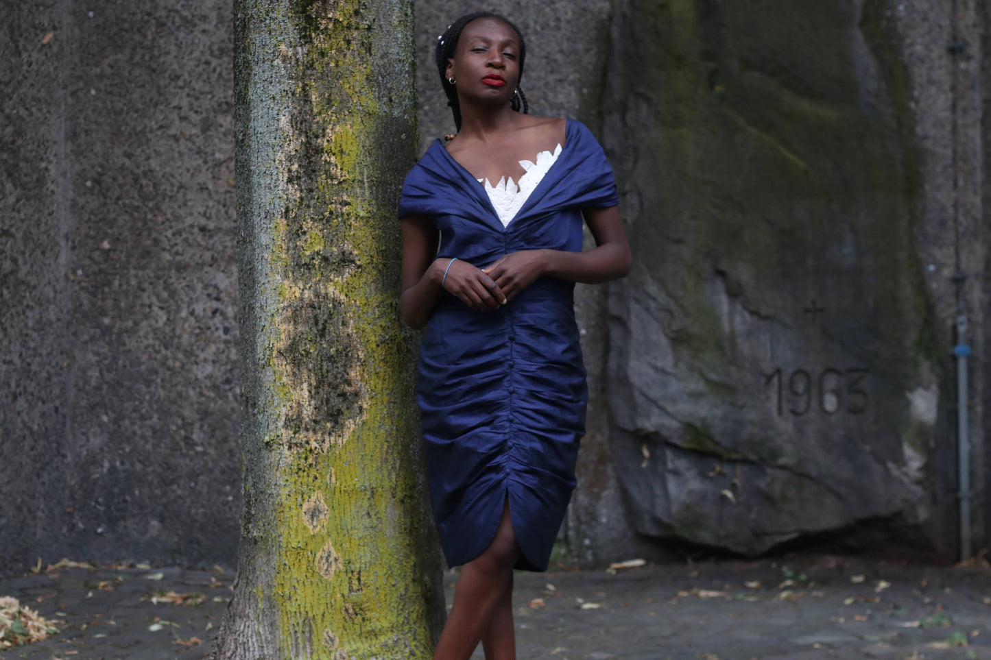 Vintage Silk Evening Dress | 80s Off Shoulder Ruched Party Gown | M-L