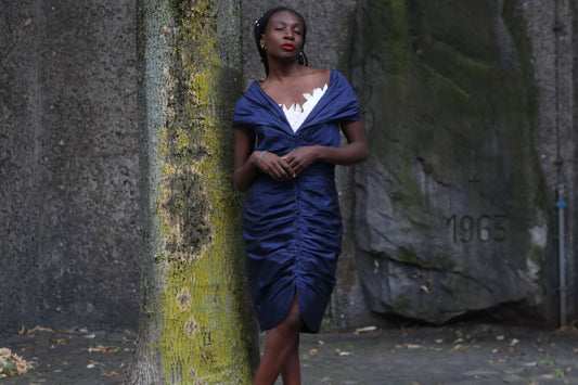 Vintage Silk Evening Dress | 80s Off Shoulder Ruched Party Gown | M-L