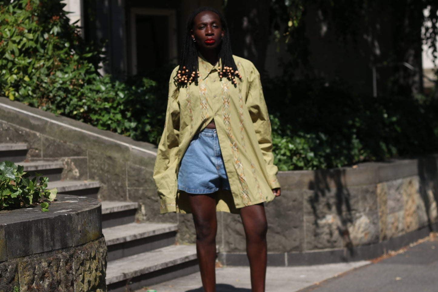 Vintage Road Cotton Embroidered Shirt - 90s Mustard Guayabera - M- XL Unisex