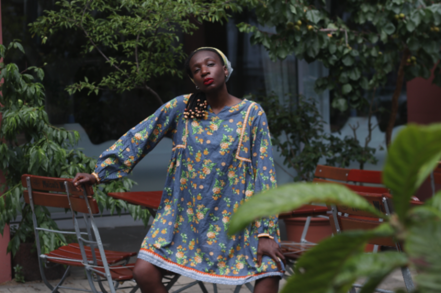 Blue Floral Babydoll Smock Mini Dress - Retro 70s Style by Sapphire
