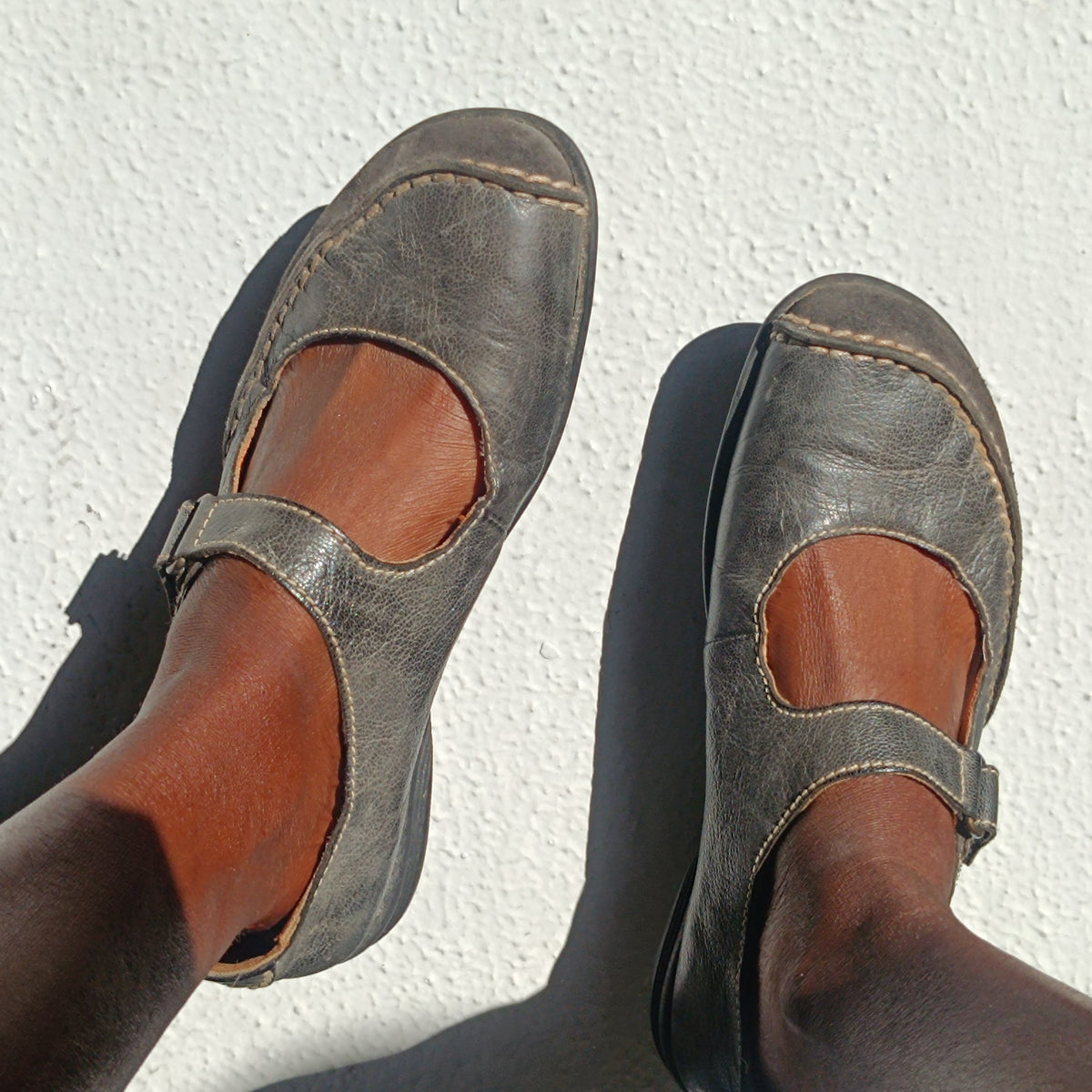 Camel Active Vintage Mary Jane Flats - 90s Grey Leather | Fits EU 39 / UK 6.5