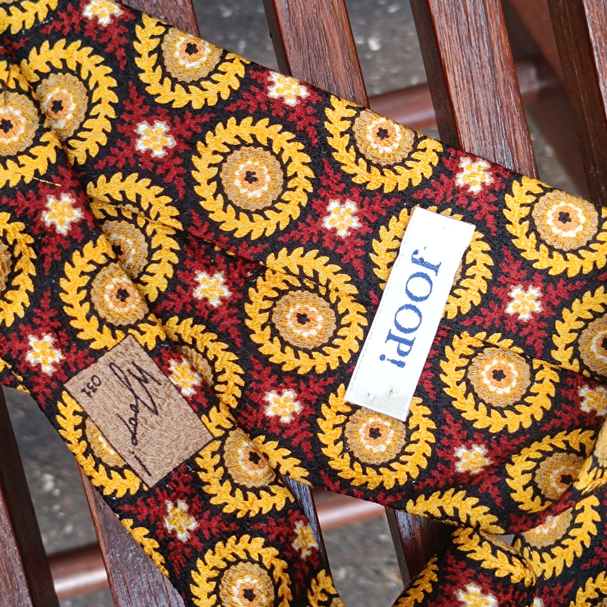 Vintage JOOP! Necktie | 90s Limited Edition Silk Tie | Burgundy Gold Medallion