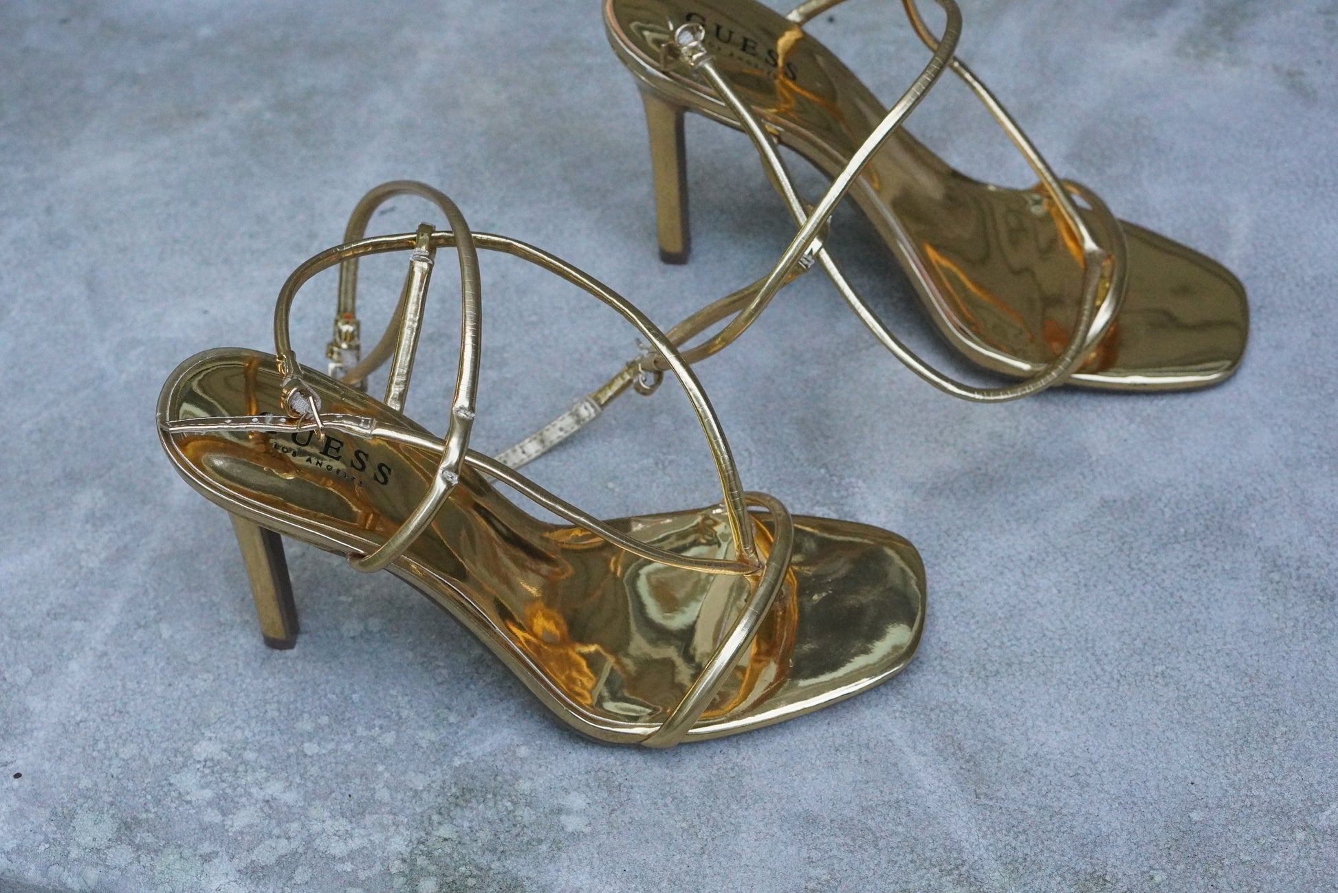 Guess Vintage Y2K Metallic Gold Strappy High Heels - Size 10M