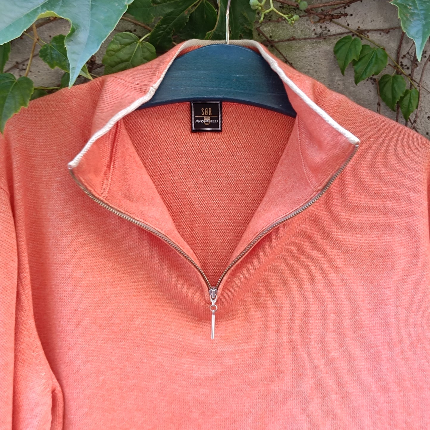 SØR Avongelli Vintage Silk Cashmere Orange Quarter Zip Sweater