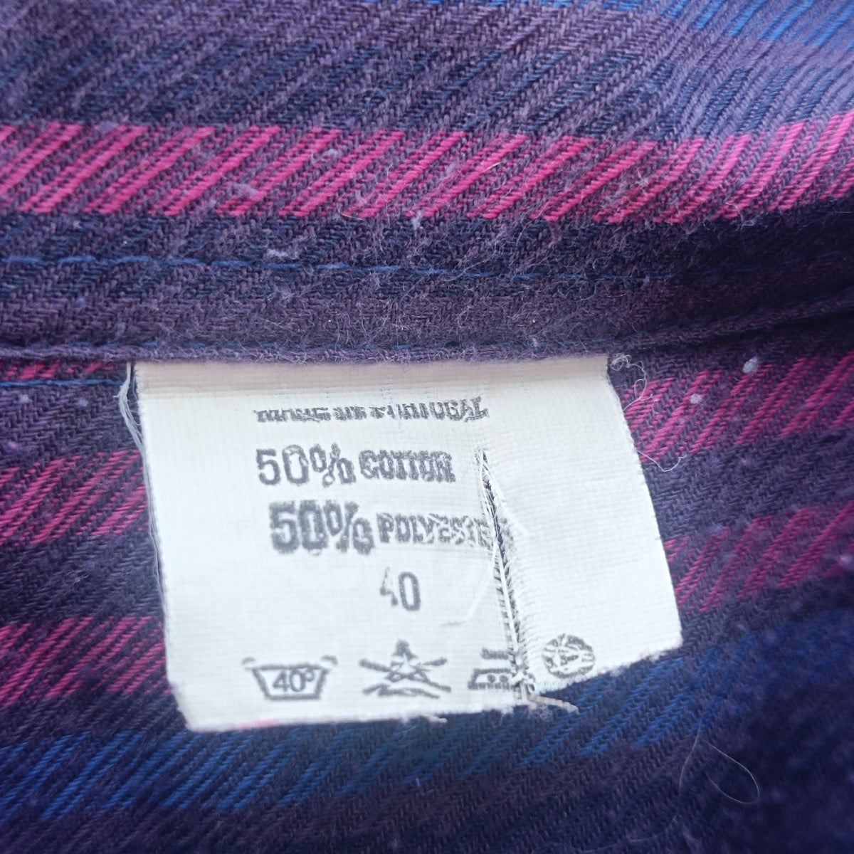 Vintage Striped Oversized Shirt | 90s Purple Teal Cotton Blouse XS to S