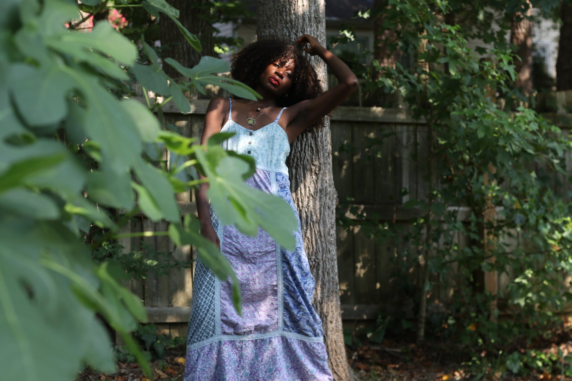 Blue Sky Vintage 90s Patchwork Maxi Dress - Floral Boho Slip Dress