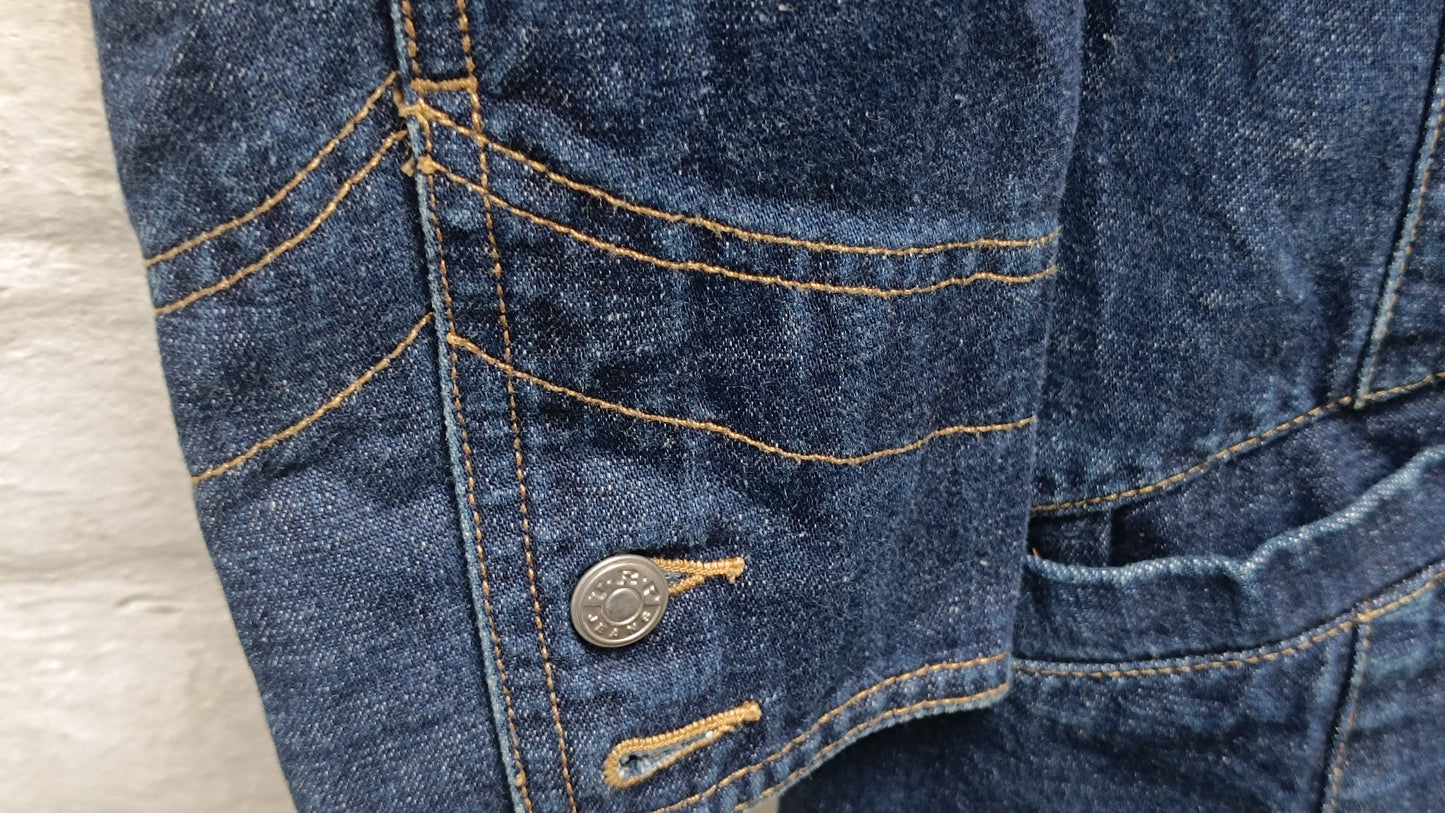 Vintage 1990s Denim Mini Dress Jacket Blue Jean Utility Western Button Up Dress