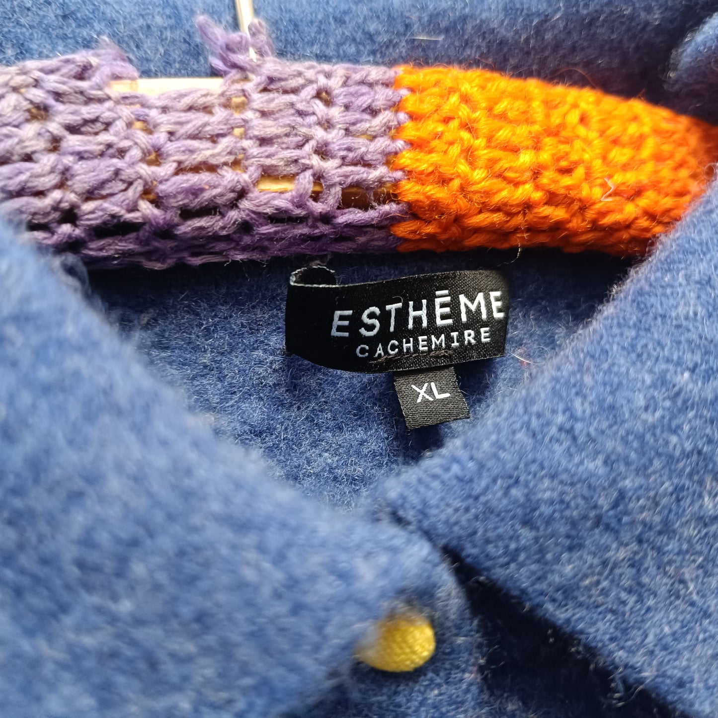 Vintage Blue Cashmere Cardigan | 90s Collared Sweater S