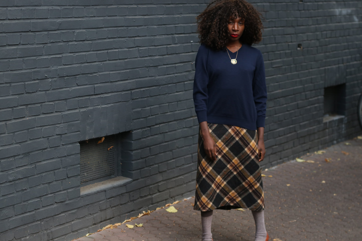 Plaid Midi Skirt | Vintage 90s Tartan Wool Bias Cut Skirt M to L