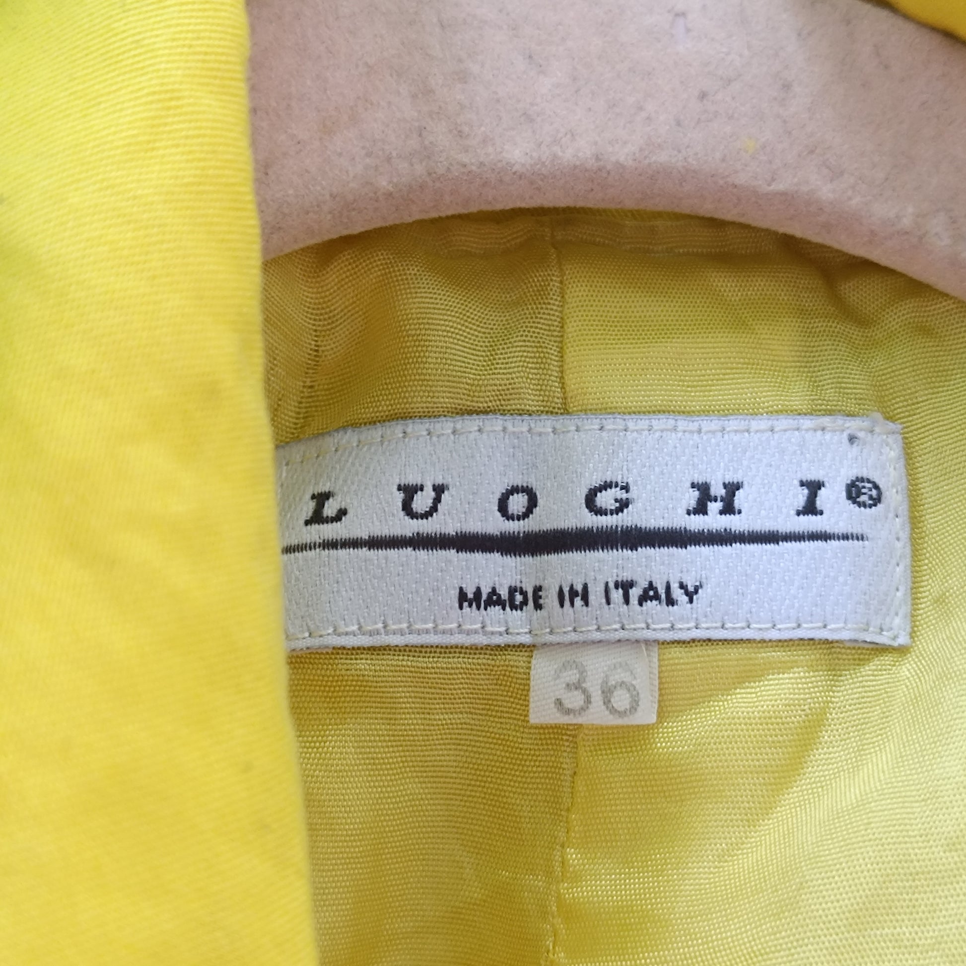 Vintage Luoghi Italy Yellow Cotton Blazer 1980s Short Sleeve Summer Jacket EU 36