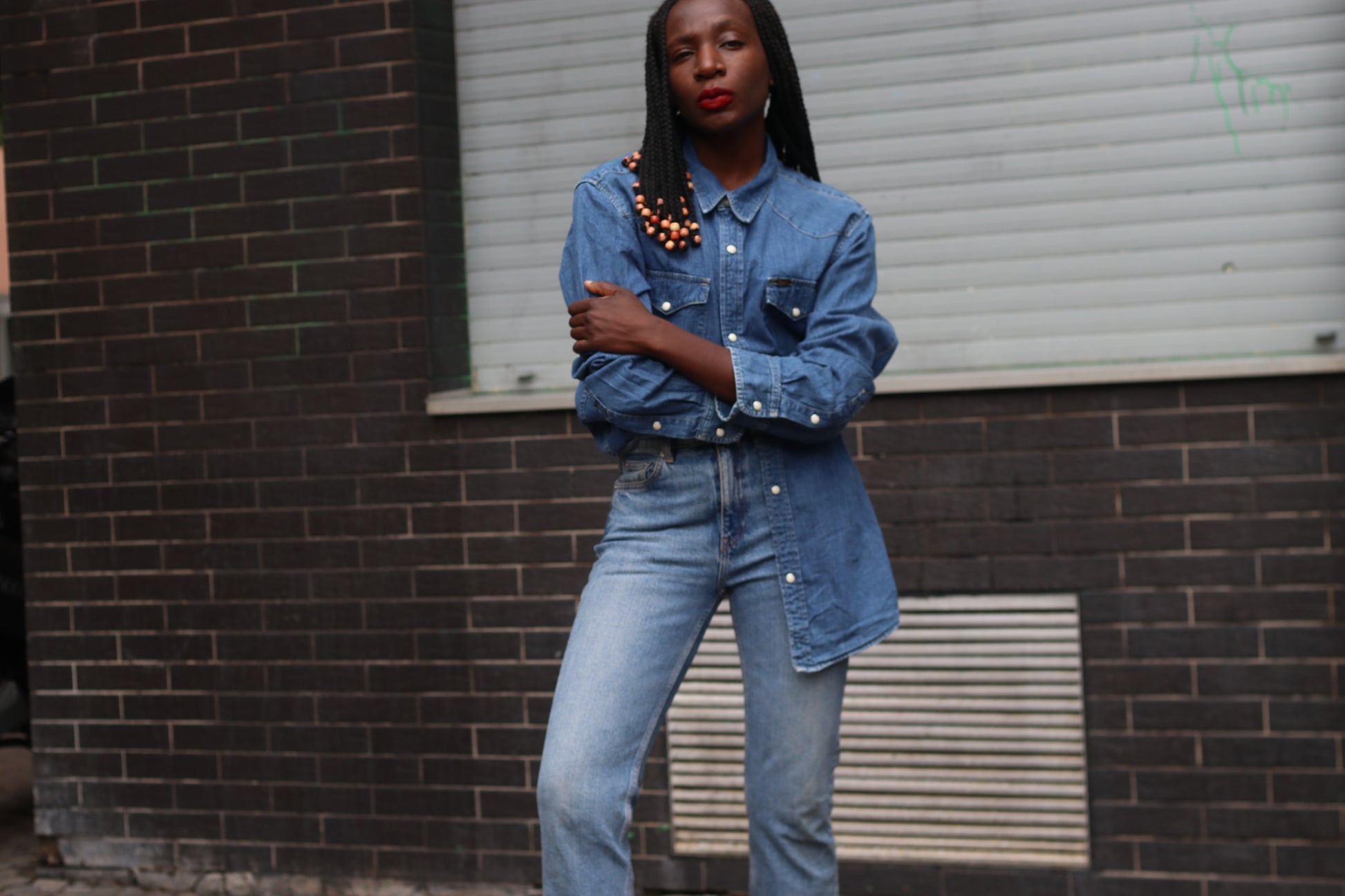 Vintage Lee 90s Western Denim Shirt L Light Wash Cowboy Jean Snap Button Top Blouse