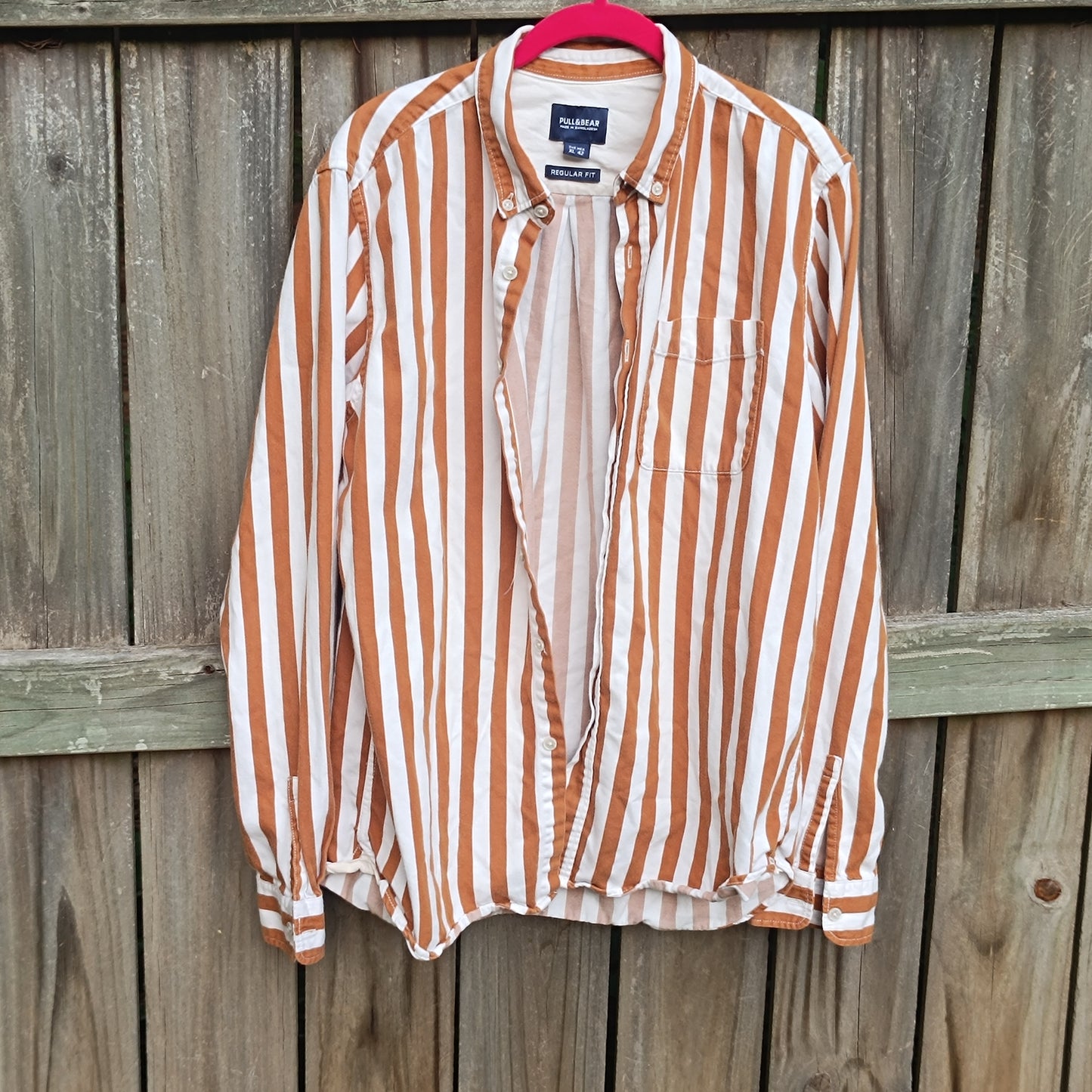 Pull and Bear Vintage y2k Brown Striped Cotton Button Down Shirt