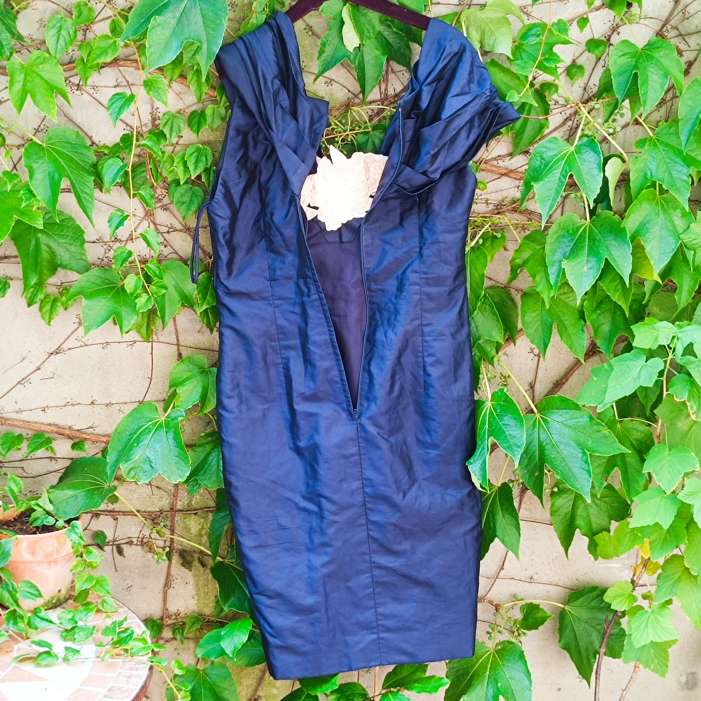 Vintage Silk Evening Dress | 80s Off Shoulder Ruched Party Gown | M-L