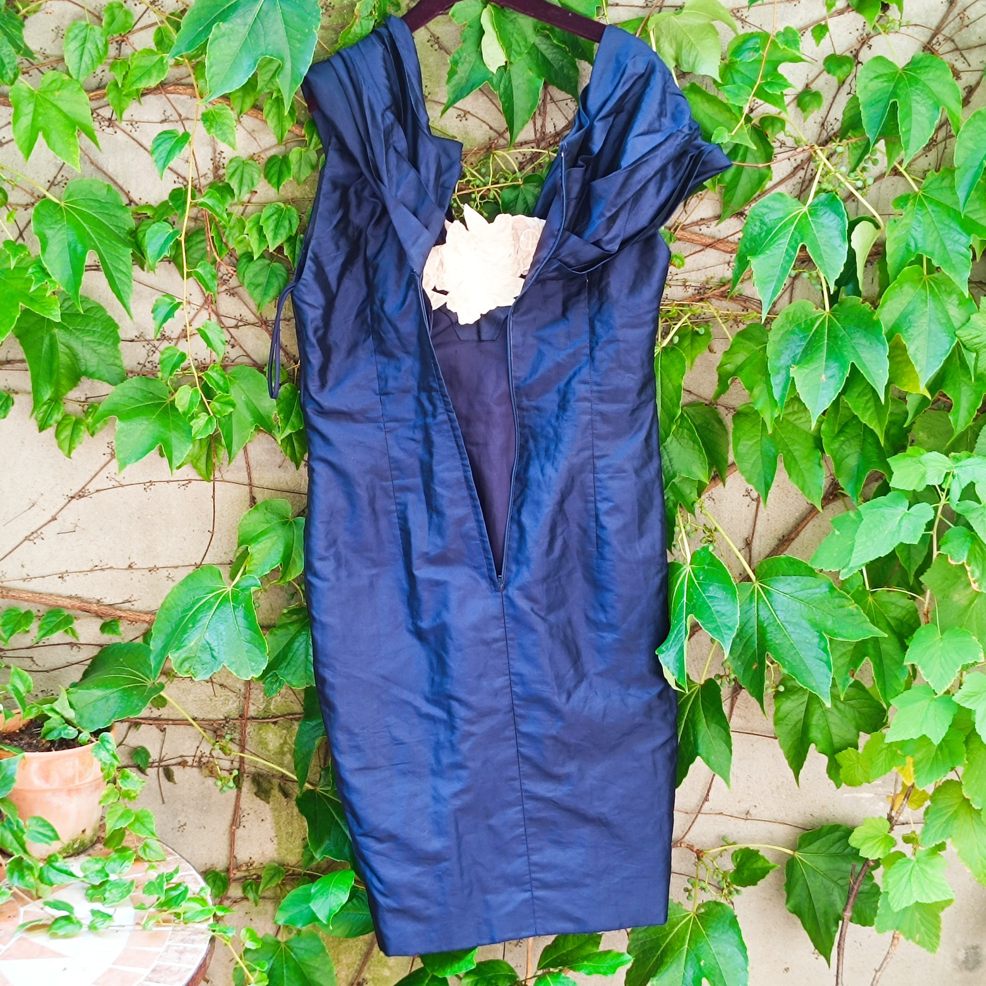 Vintage Silk Evening Dress | 80s Off Shoulder Ruched Party Gown | M-L