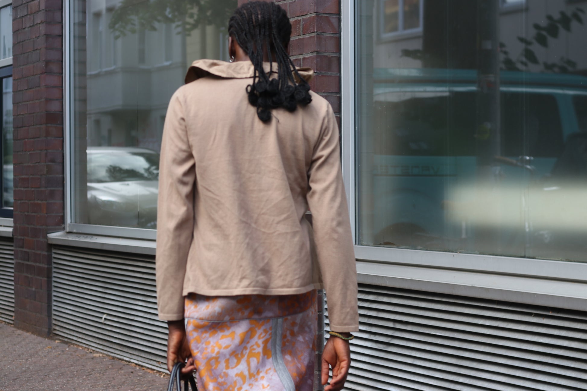 Vintage Beige Ruched Collar Jacket - 90s Y2K Tan Button Up Cardigan
