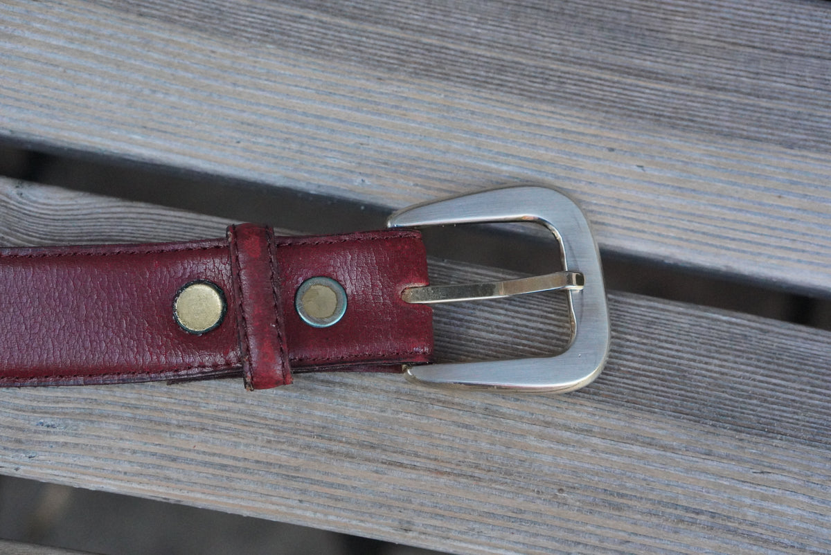 Rose Noll Burgundy Leather Belt with Silver Buckle