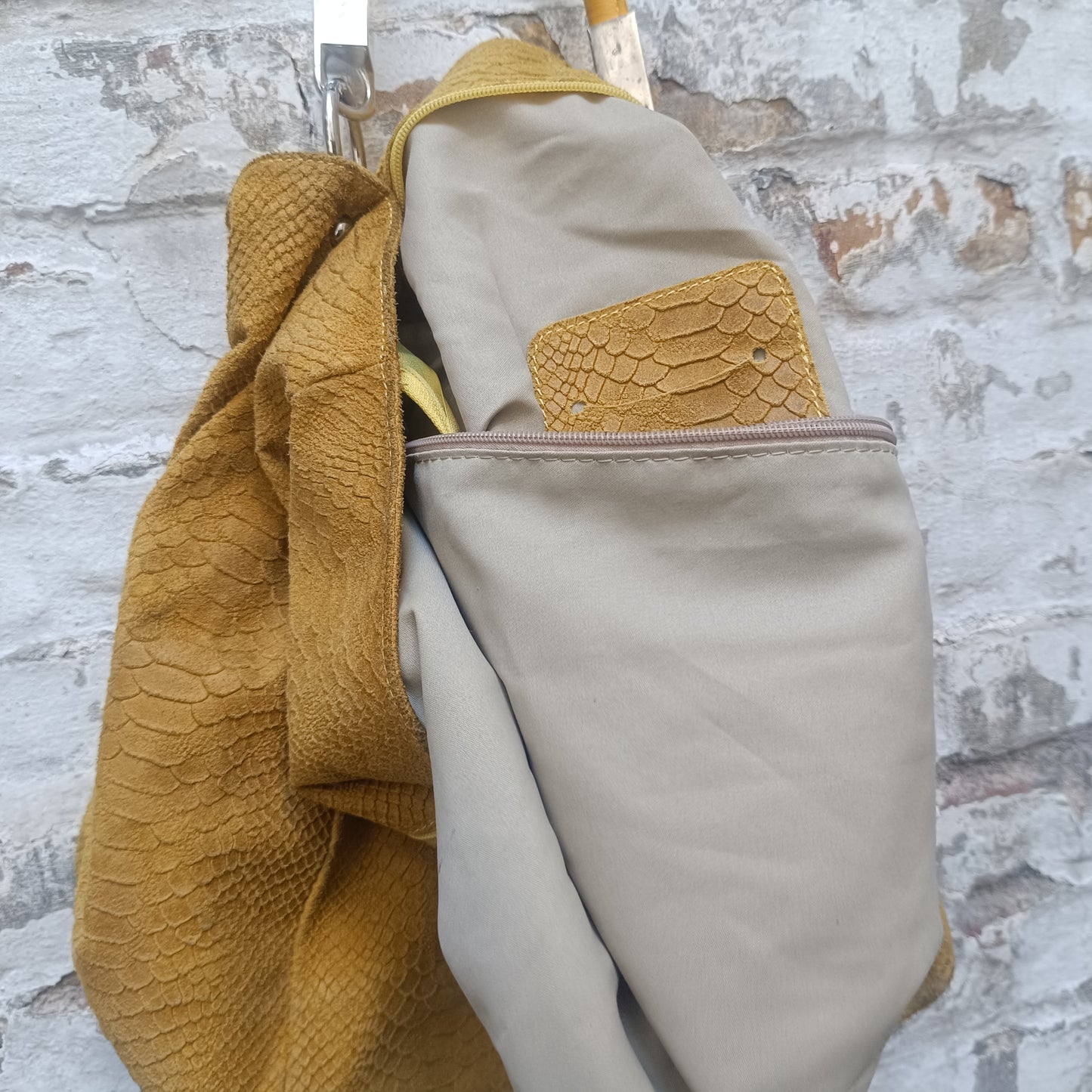 Yellow Snake Print Leather Hobo Bag - Vintage Italian Shoulder Purse