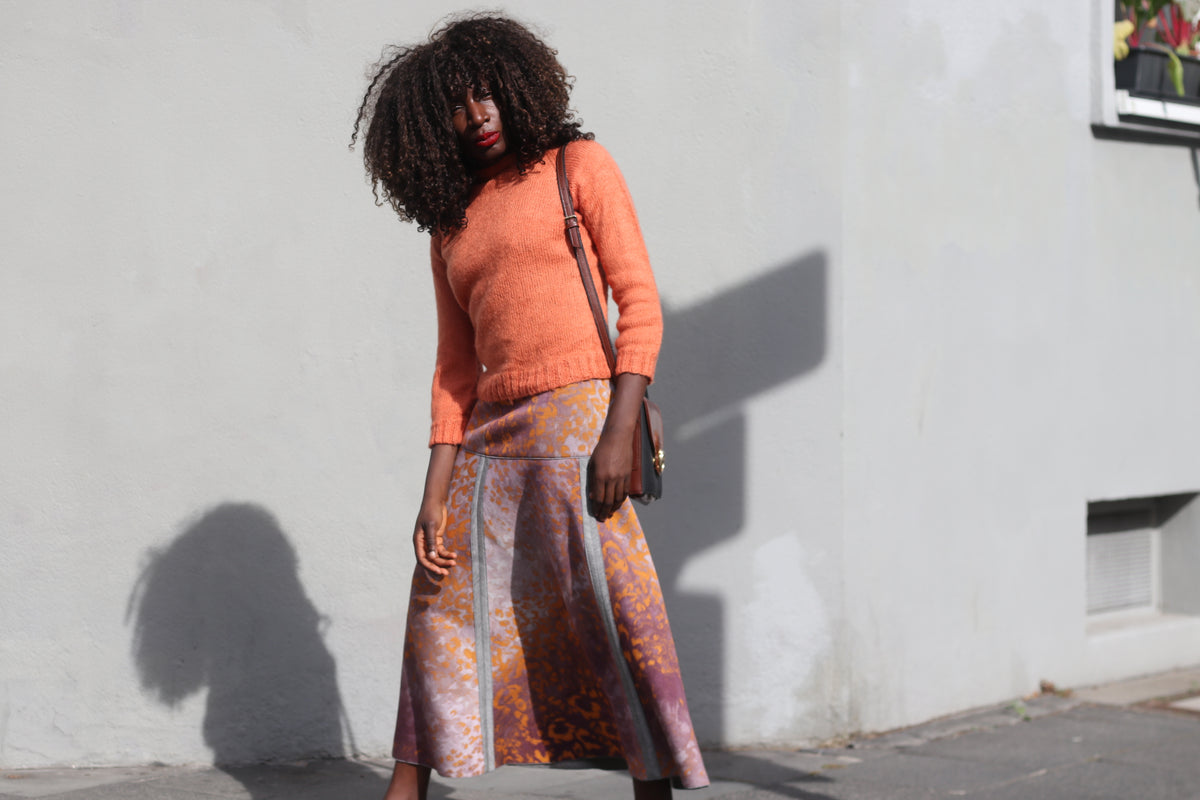Vintage Orange Knit Jumper | 70s Crewneck Sweater XS