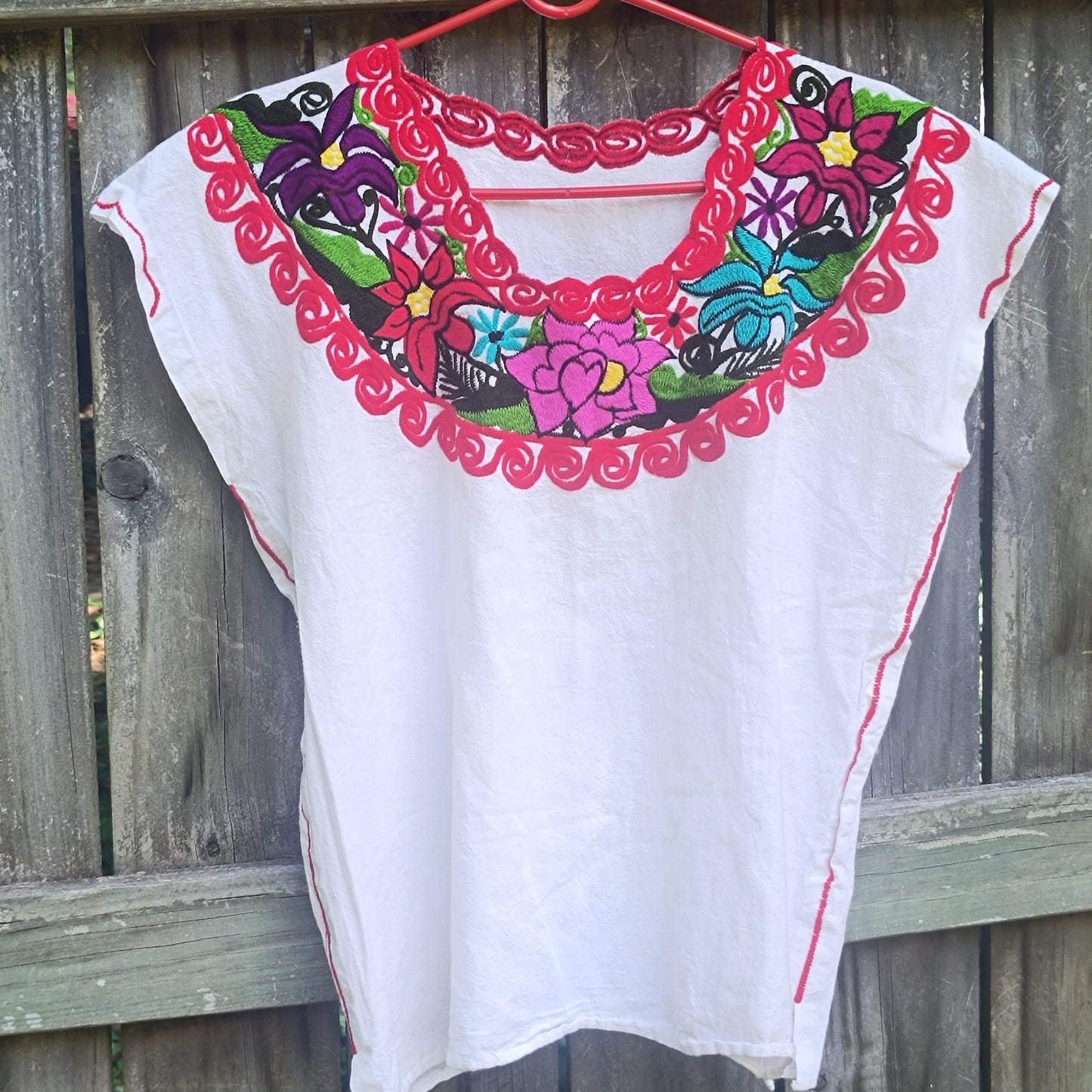 Vintage 1970s Mexican Embroidered Blouse - Boho Floral Top