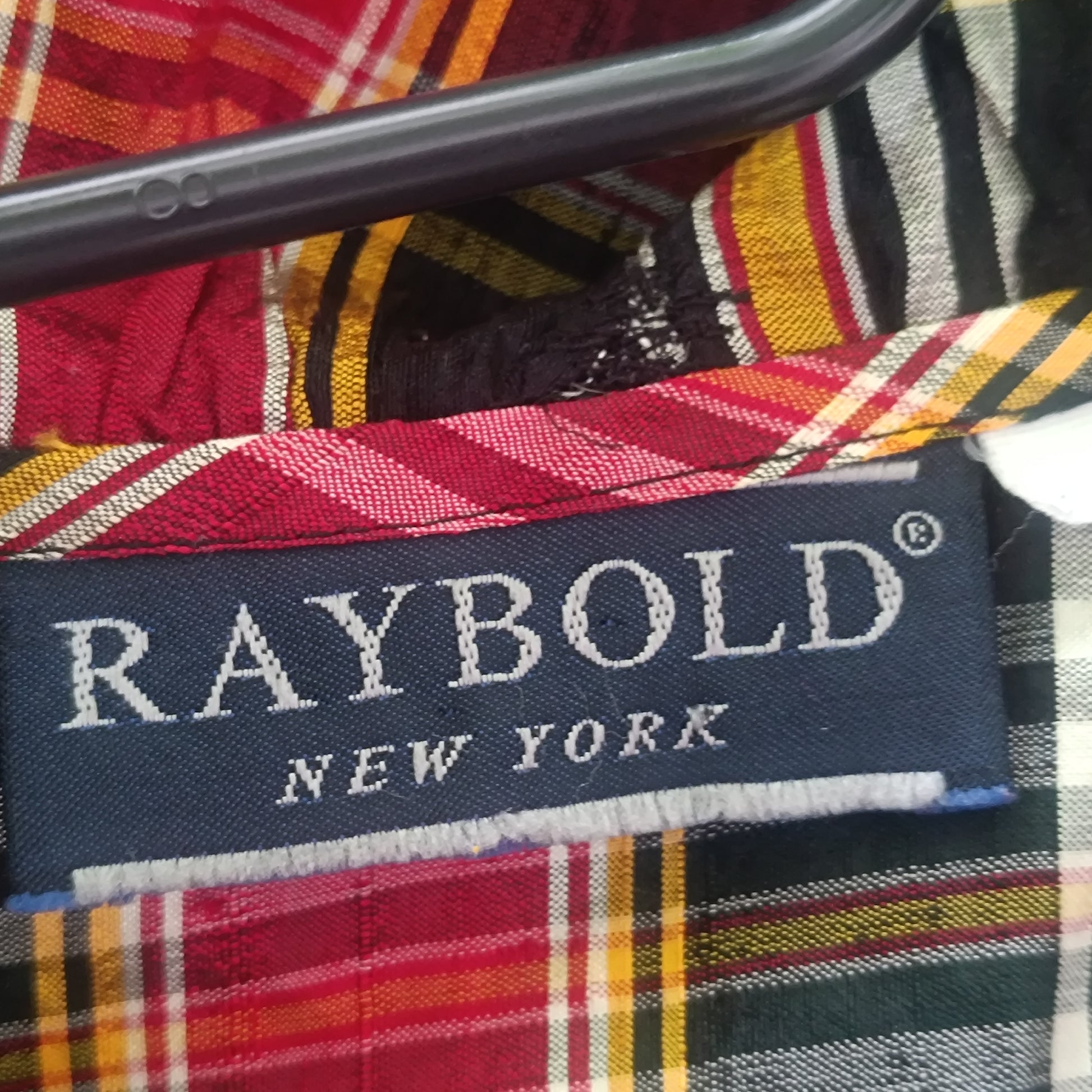 Vintage 90s Plaid Blouse - Red Tartan Draped Collar Shirt Raybold