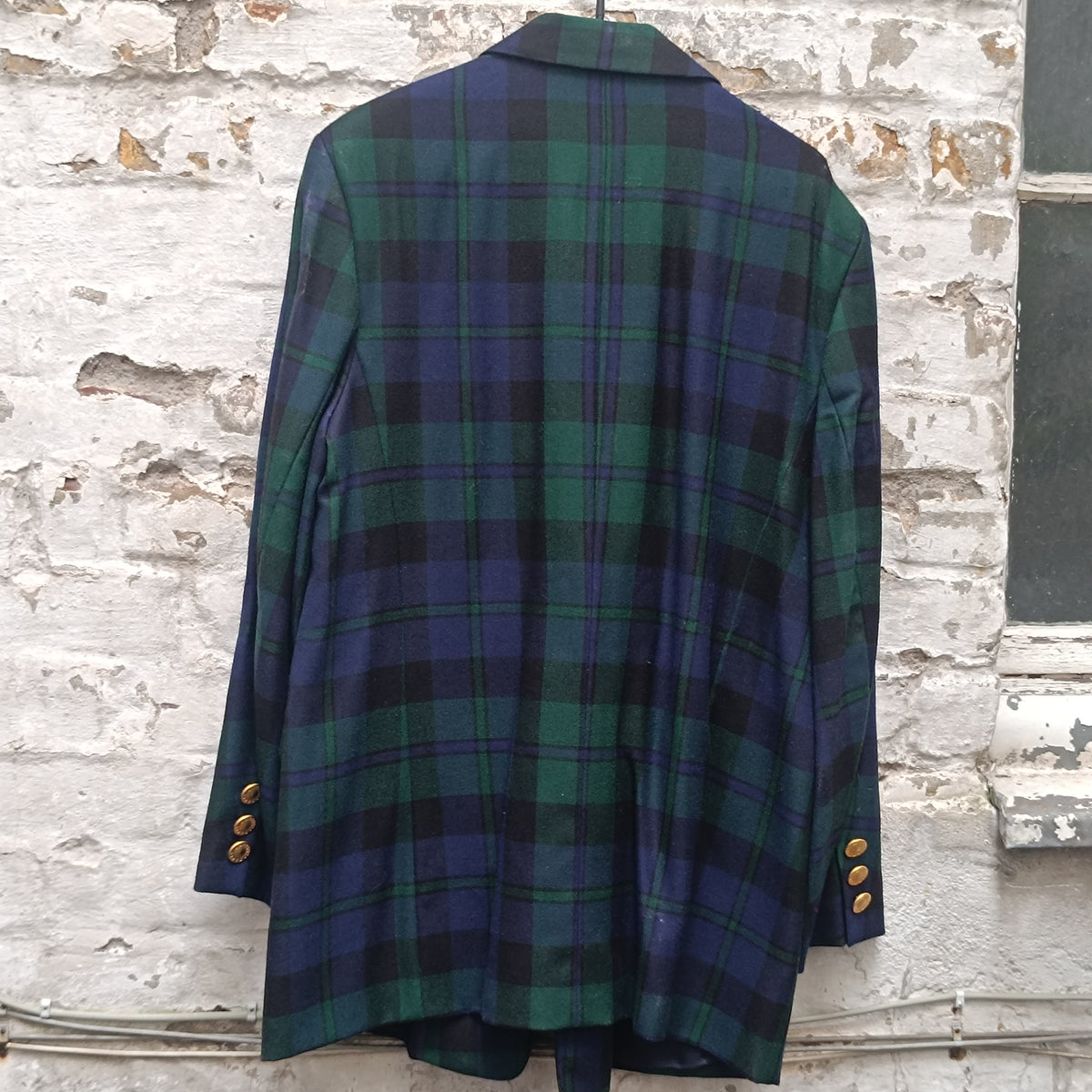 Plaid Wool Blazer | Vintage 80s 90s Black Watch Tartan Jacket L