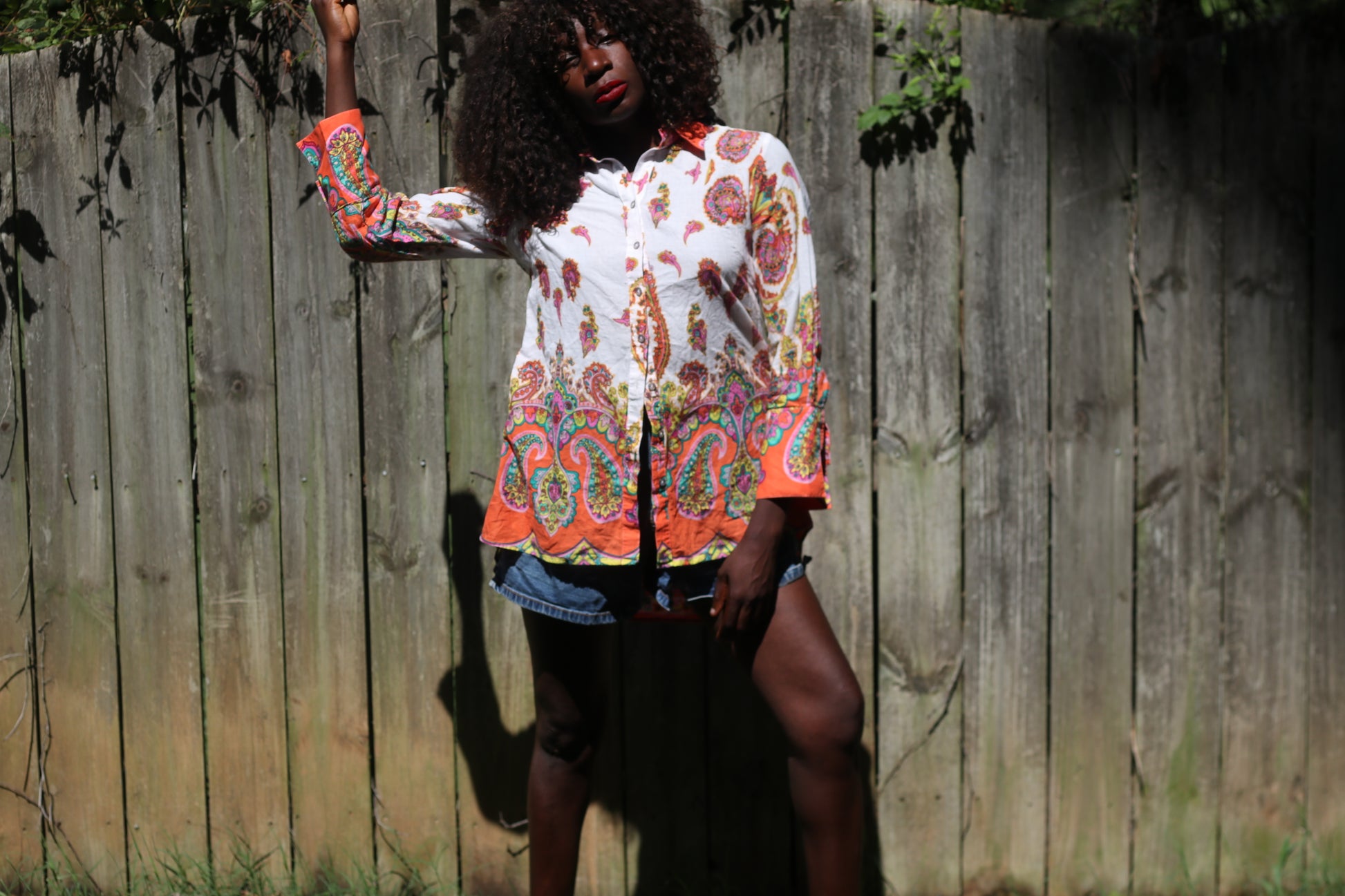 Bella Sky 70s Style Paisley Cotton Shirt