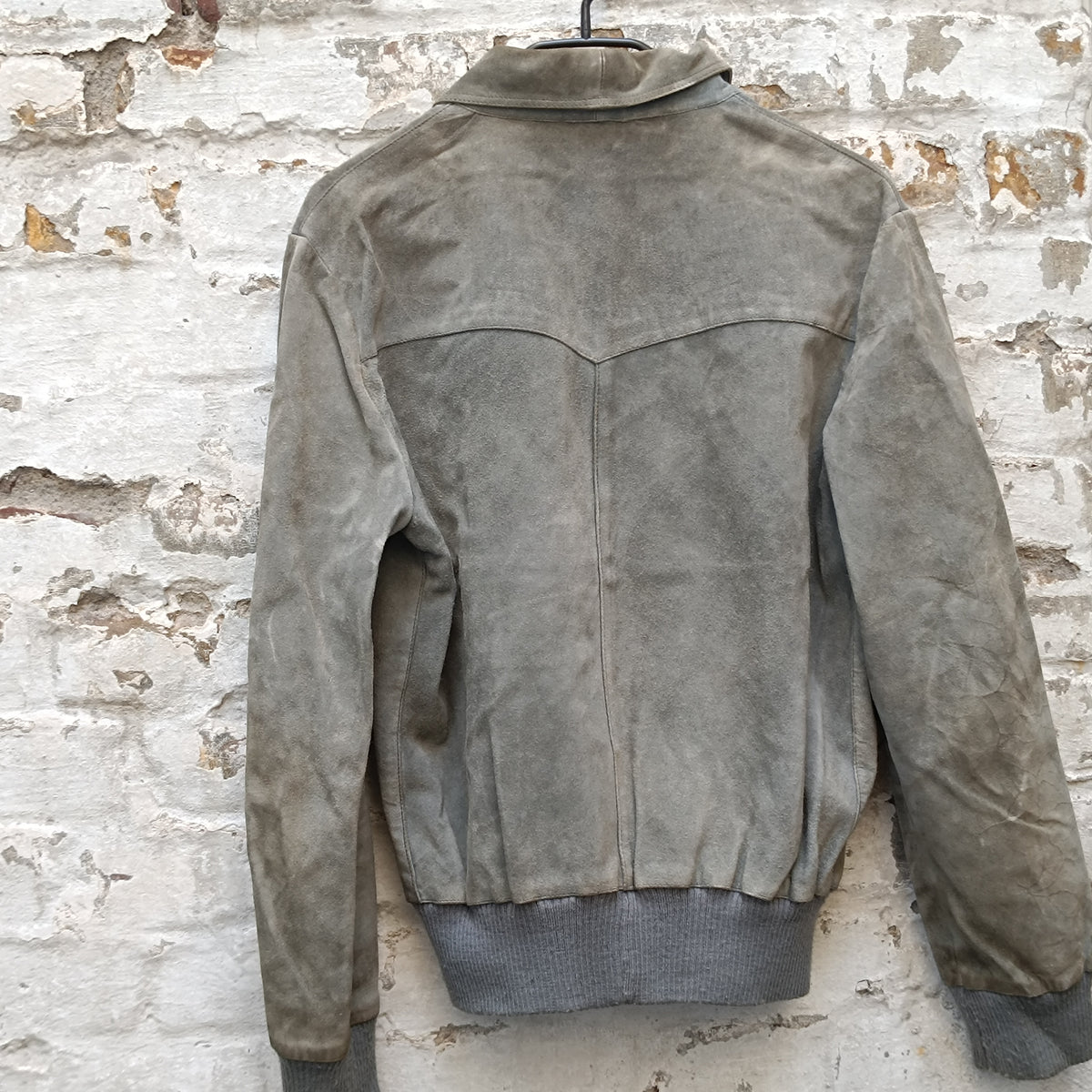 Suede Bomber Jacket | Vintage 70s Grey Suede Flight Coat | Size M