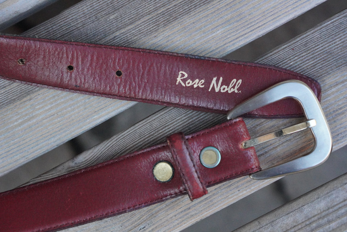 Rose Noll Burgundy Leather Belt with Silver Buckle