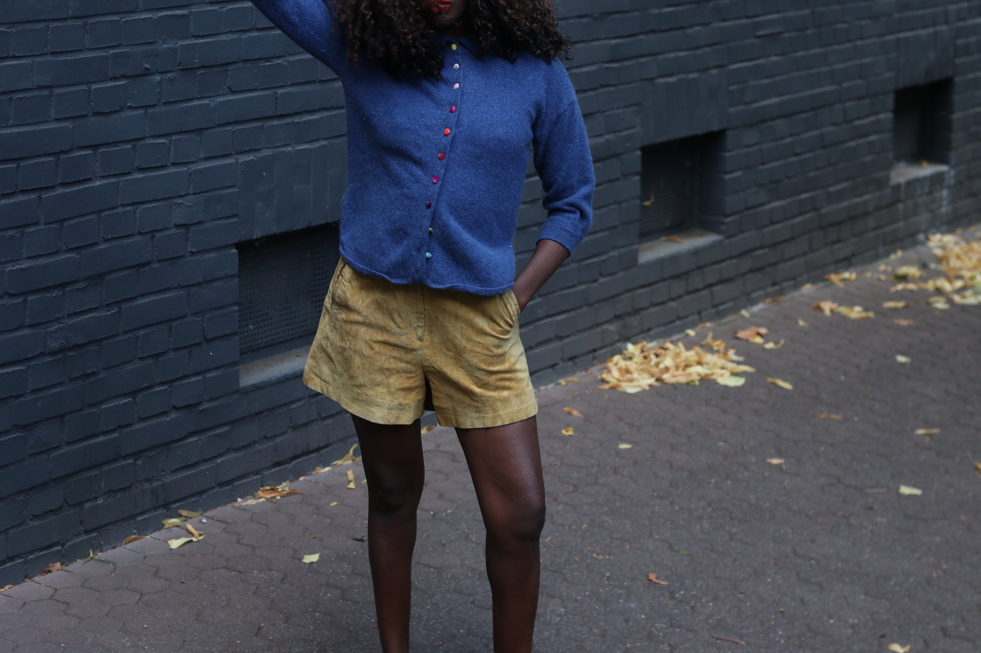 Vintage Blue Cashmere Cardigan | 90s Collared Sweater S
