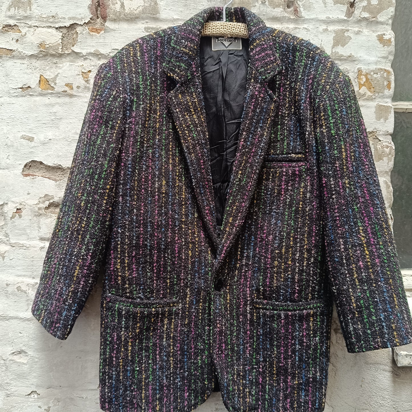 Vintage Wool Tweed Blazer | 80s 90s Rainbow Confetti Coat | M/L