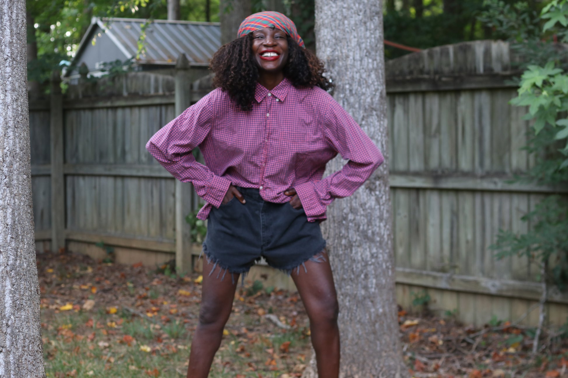 Vintage American Eagle Gingham Button Down Shirt - Pink & Blue