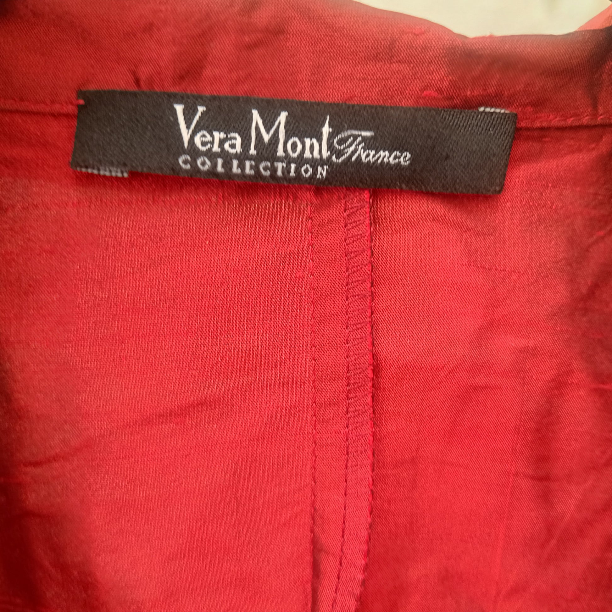 Vintage Metallic Red Silk Blouse | 90s Tailored Long Sleeve Top - XS/S