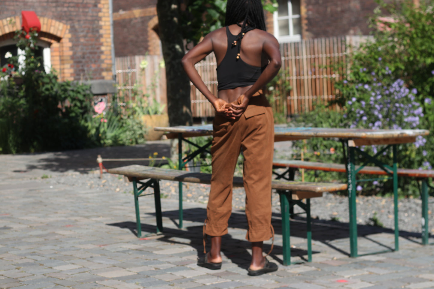 Vintage Y2K Brown Cropped Cargo Trousers - Drawstring Ankle Pants