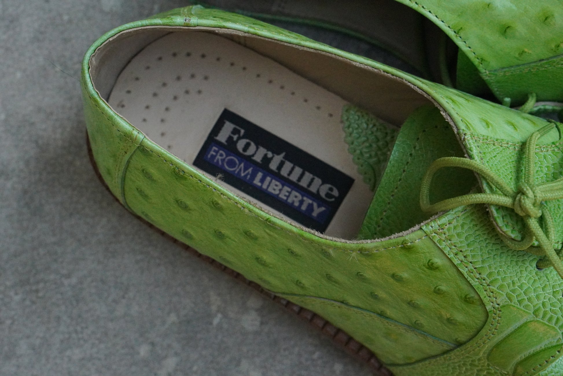 Men's Lime Green Genuine Leather Lace-Up Dress Shoes - Size 11